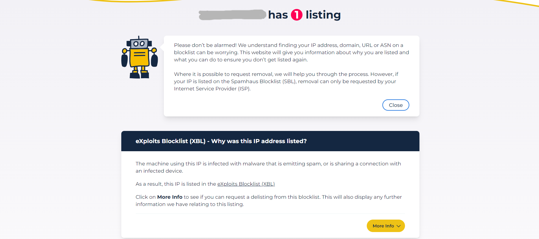 Spamhaus block list alert